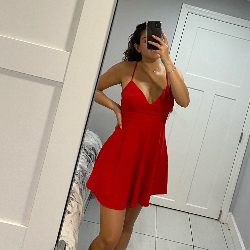 Backless red summer dress